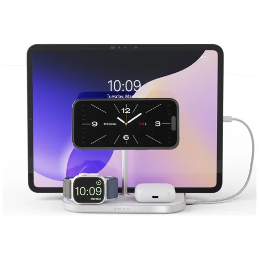 Zens 4 v 1 Qi 2.0 60 W USB-C magnetická indukčná nabíjačka strieborná - 3