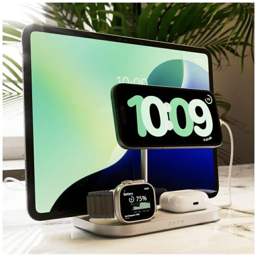Zens 4 v 1 Qi 2.0 60 W USB-C magnetická indukčná nabíjačka strieborná - 6