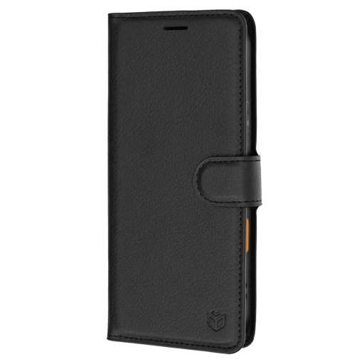 Honor 600 čierne kožené flipové puzdro Techsuit - 4