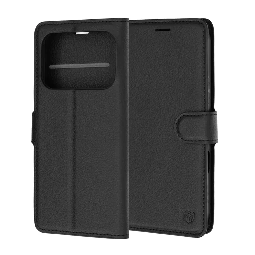 Honor 600 čierne kožené flipové puzdro Techsuit - 6