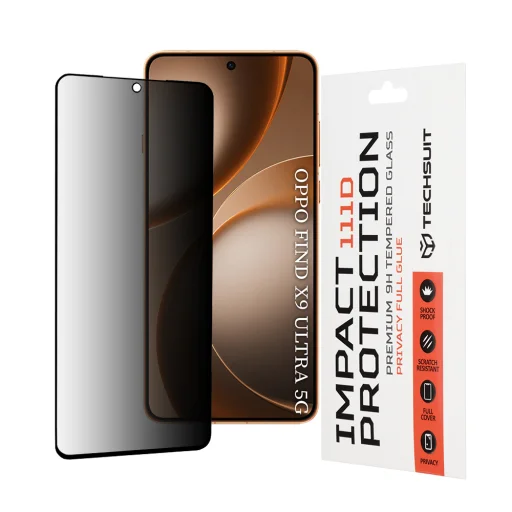 Oppo Find X9 Ultra Čierne Techsuit 111D Privacy Full Glue tvrdené sklo - 1