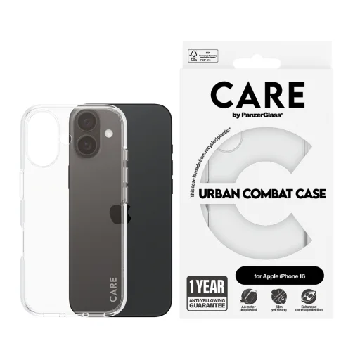 PanzerGlass® - CARE Flagship Urban Combat - iPhone 16 - priehľadný kryt - 4