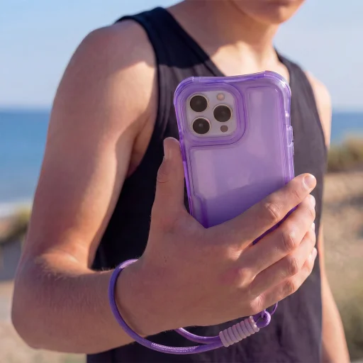 iPhone 11 SafePop fialové puzdro s remienkom - 6