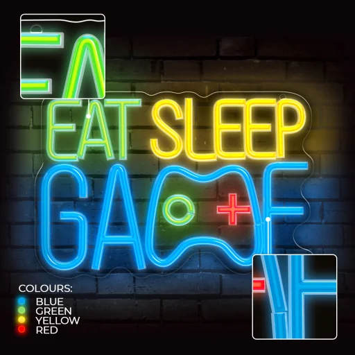 Forever Light Neon PLEXI LED EAT SLEEP GAME sokszínű FPNE33 - 3