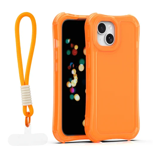 iPhone 15 Safepop oranžové puzdro s pútkom - 1