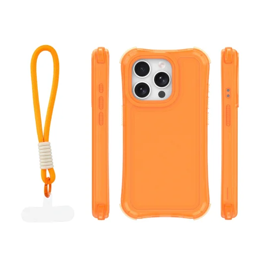 Oranžové puzdro Safepop s pútkom pre iPhone 15 Pro - 2