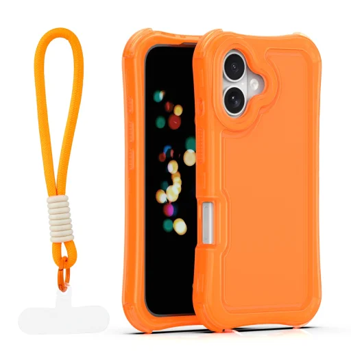 Oranžové puzdro SafePop s remienkom na iPhone 16 - 1