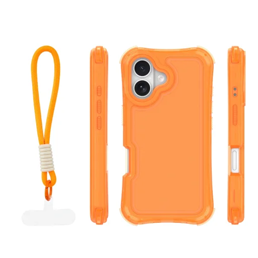 Oranžové puzdro SafePop s remienkom na iPhone 16 - 2