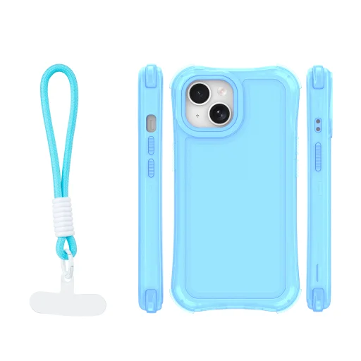 Modré puzdro Safepop s remienkom pre iPhone 15 6,1" - 2