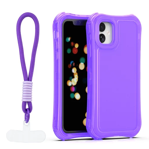 iPhone 11 SafePop fialové puzdro s remienkom - 1