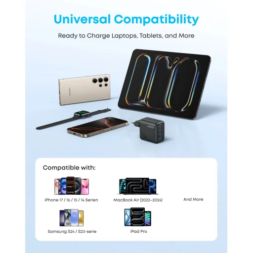 Anker Zolo sieťová nabíjačka, 70W, 3.5A, 1 x USB-A – 3 x USB-C, čierna A121CG11 - 2
