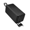 Borofone Power Bank 50000mAh BJ79C Clever - USB - beépített USB, Type C és Lightning kábelekkel fekete thumbnail