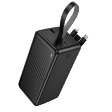 Borofone Power Bank 50000mAh BJ79C Clever - USB - so vstavanými káblami USB, Type-C a Lightning, čierna