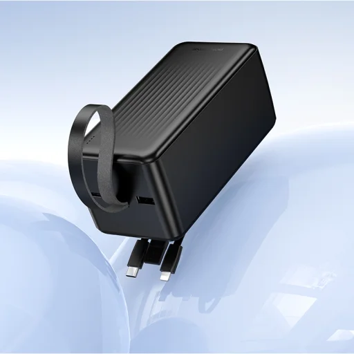 Borofone Power Bank 50000mAh BJ79C Clever - USB - beépített USB, Type C és Lightning kábelekkel fekete - 8