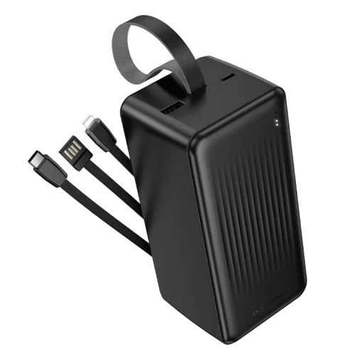 Borofone Power Bank 50000mAh BJ79C Clever - USB - beépített USB, Type C és Lightning kábelekkel fekete - 2