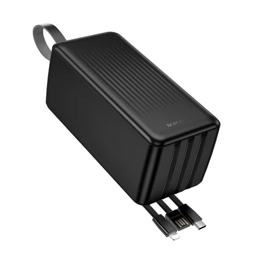 Borofone Power Bank 50000mAh BJ79C Clever - USB - beépített USB, Type C és Lightning kábelekkel fekete - 3