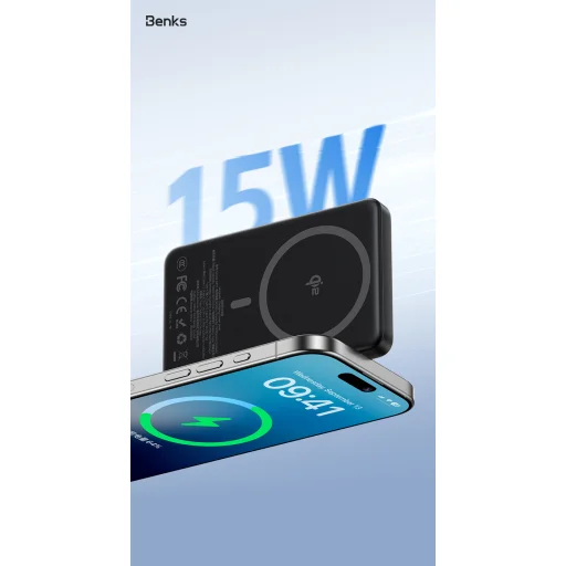 Benks Power Bank 10000mAh MP17 Aramid Fiber 600D - Type-C - s magnetickým bezdrôtovým nabíjaním - 9