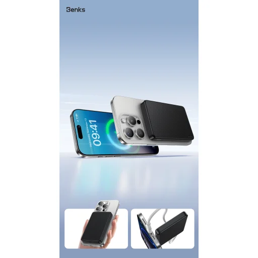 Benks Power Bank 10000mAh MP17 Armor Tint Gold - Type C - mágneses vezeték nélküli töltéssel - 14