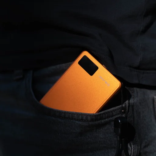 Blavec Power Bank 5000mAh BJ-03 Ultra Slim 7,8mm - Type C - 22,5W magnetická MagSafe 3 v 1 (PBBJ03-MC5O) oranžová hliníková - 5