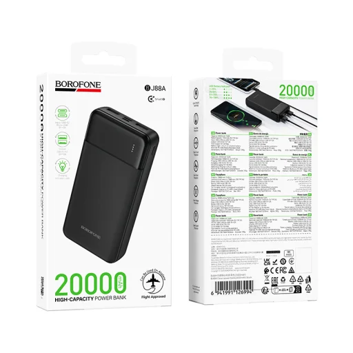 Borofone Power Bank 20000mAh BJ88A Clever - 2xUSB - čierna - 6