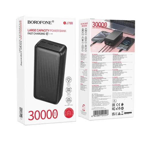 Borofone Power Bank 30000mAh BJ78B Clever - 2xUSB - fekete - 9