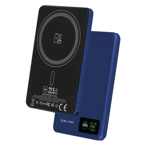 Blavec Power Bank 5000mAh BJ-03 Ultra Slim 7,8mm - Type C - 22,5W magnetická Magsafe 3 v 1 (PBBJ03-MC5N) námornícka modrá hliník - 2