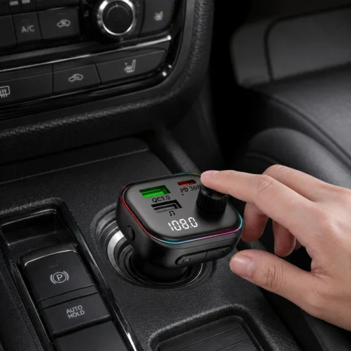 Tech-Protect CC07 3 portos autós töltő PD 54W + Bluetooth FM transzmitter fekete - 7