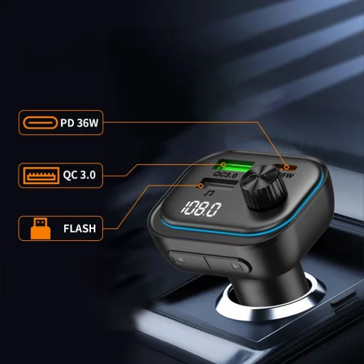 Tech-Protect CC07 3-portová nabíjačka do auta PD 54W + Bluetooth FM transmiter čierna - 4