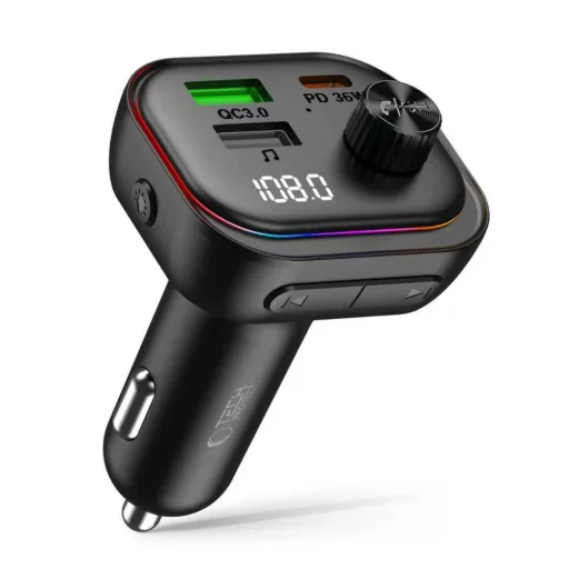 Tech-Protect CC07 3 portos autós töltő PD 54W + Bluetooth FM transzmitter fekete - 2