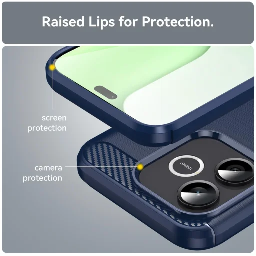 Honor 600 Lite karbónové TPU puzdro s brúseným vzorom (modré) puzdro - 2