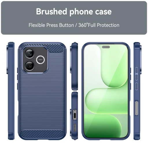 Honor 600 Lite karbónové TPU puzdro s brúseným vzorom (modré) puzdro - 3