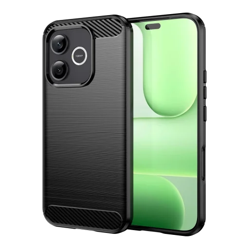 Honor 600 Lite TPU puzdro na telefón s brúseným karbónovým vzorom (čierne) puzdro - 1