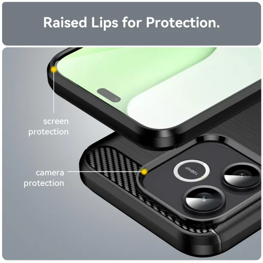 Honor 600 Lite TPU puzdro na telefón s brúseným karbónovým vzorom (čierne) puzdro - 2