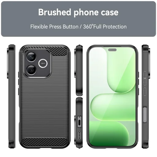 Honor 600 Lite TPU puzdro na telefón s brúseným karbónovým vzorom (čierne) puzdro - 5