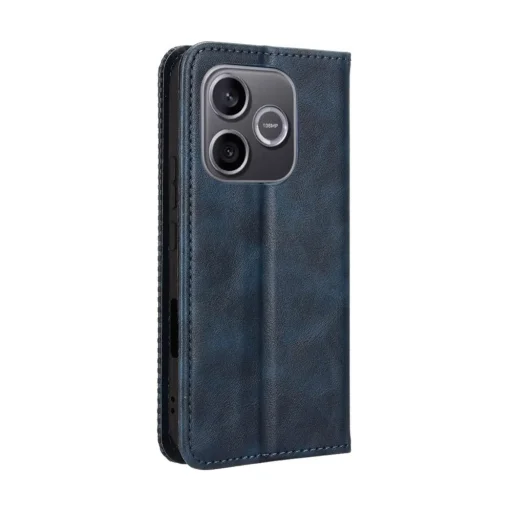 Honor 600 Lite magnetické flipové puzdro s prackou a retro textúrou z PU kože, modré - 2