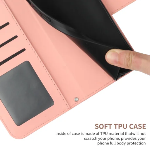 Honor 600 Lite bőrhatású napraforgó mintás fliptok pánttal (rózsaszín) tok - 5