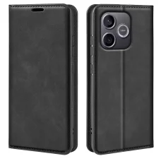 Kožené puzdro na telefón Honor 600 Lite s retro vzorom a magnetickým zatváraním, čierne puzdro