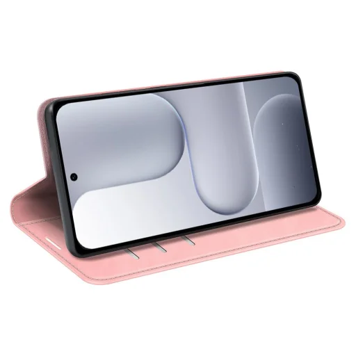 Honor 600 Lite kožené puzdro s retro vzorom a magnetickým zatváraním, ružové - 2