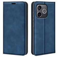 Honor 600 Lite koženkové puzdro s retro vzorom a magnetickým zatváraním (tmavomodré) puzdro