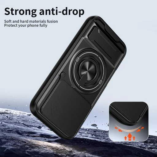 Honor 600 Lite magnetické nárazuvzdorné puzdro na telefón s ochranou šošovky (čierne) - 4