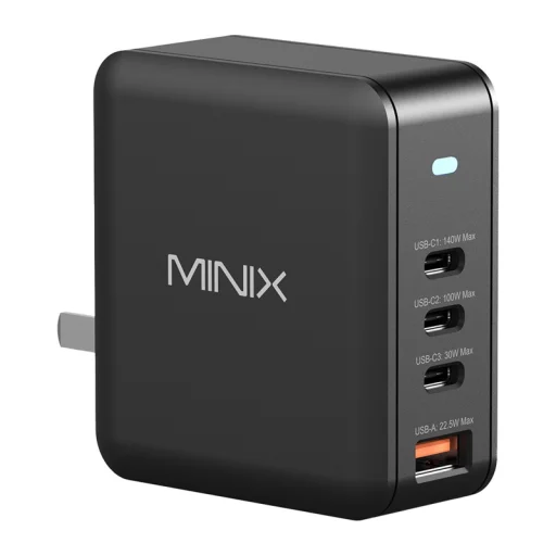 Minix P165 GaN hálózati töltőadapter 3x USB-C és 1x USB-A csatlakozóval - 1