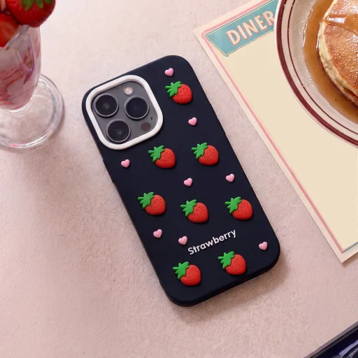 iPhone 16 Pro jahodovo čierne puzdro - 6