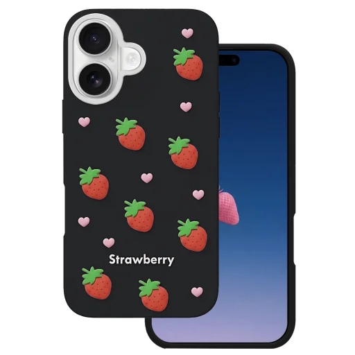 iPhone 16 / 17 6,1" jahodovo čierne puzdro - 1