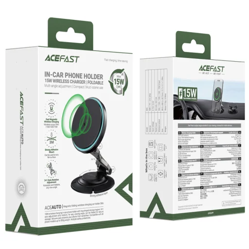 Acefast D65 bezdrôtová nabíjačka do auta, 15W, 1.67A, čierna - 7