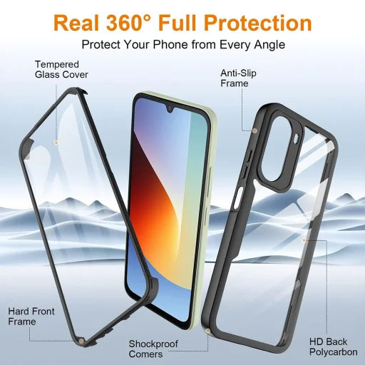 Techsuit - séria ColorVerse 360 + ochrana displeja - Xiaomi Redmi A7 Pro 4G - čierne puzdro - 3
