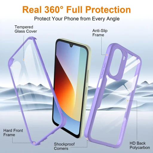 Xiaomi Redmi A7 Pro 4G Fialové Techsuit - ColorVerse 360 Series + Puzdro s ochranou displeja - 3