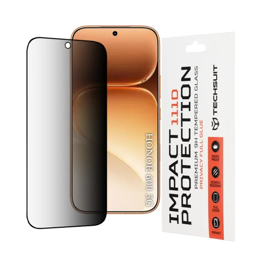 Techsuit - 111D Privacy Full Glue - Honor 600 / 600 Pro - Black tvrdené sklo - 1