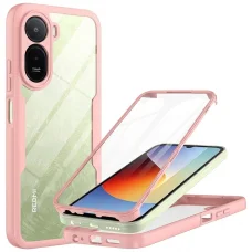 Techsuit - ColorVerse 360 Series flipové puzdro + Tvrdené sklo - Xiaomi Redmi A7 Pro 4G - Ružové puzdro