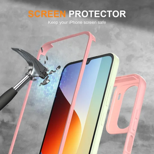 Techsuit - ColorVerse 360 Series flipové puzdro + Tvrdené sklo - Xiaomi Redmi A7 Pro 4G - Ružové puzdro - 5