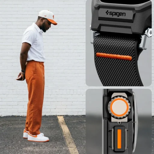 Apple Watch Ultra 1 / 2 / 3 (49 mm) Spigen Lite Fit Pro & edzett üvegfólia matt fekete tok - 10